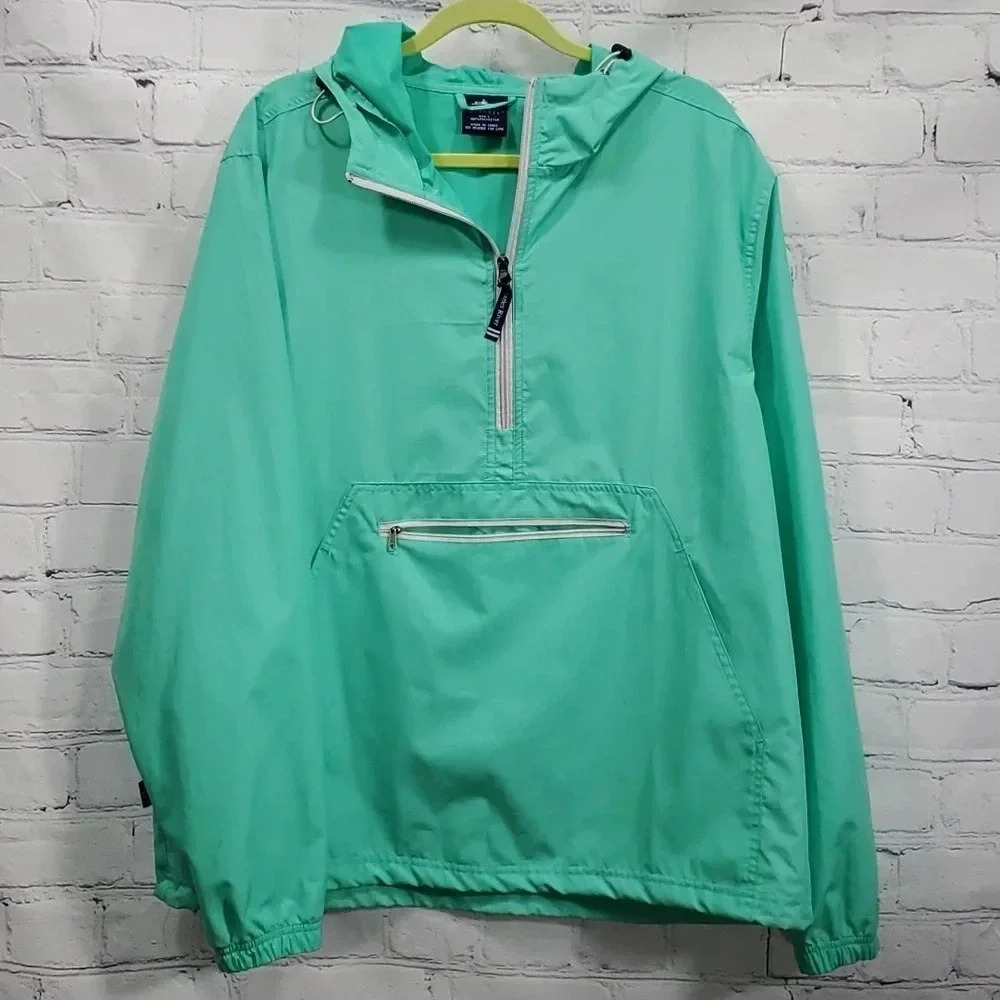 Charles River Apparel Teal Oversized Windbreaker Rain Jacket Size L